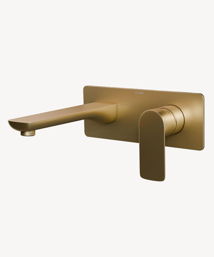 Wall-Mounted Basin Mixer, Brushed Gold - Nunki