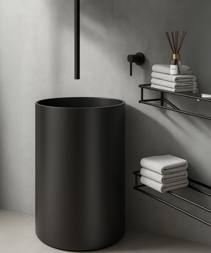 Ceiling-mounted basin mixer tap Black – Corbeau