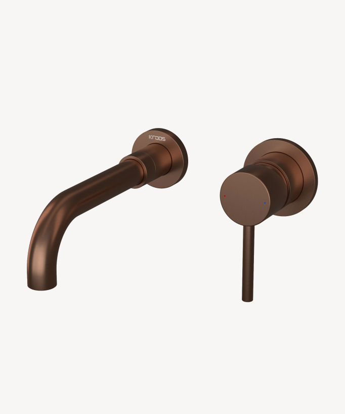 Wall-Mounted Basin Mixer, Brushed Rose Gold - Corbeau