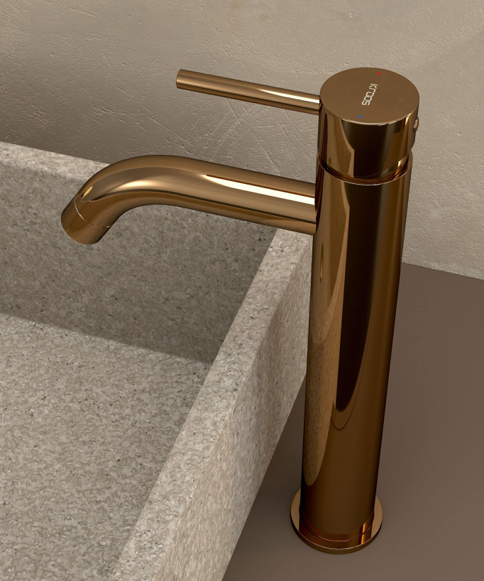 Tall Basin Mixer Tap, Rose Gold - Corbeau