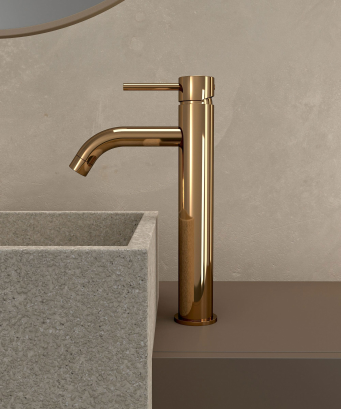Tall Basin Mixer Tap, Rose Gold - Corbeau