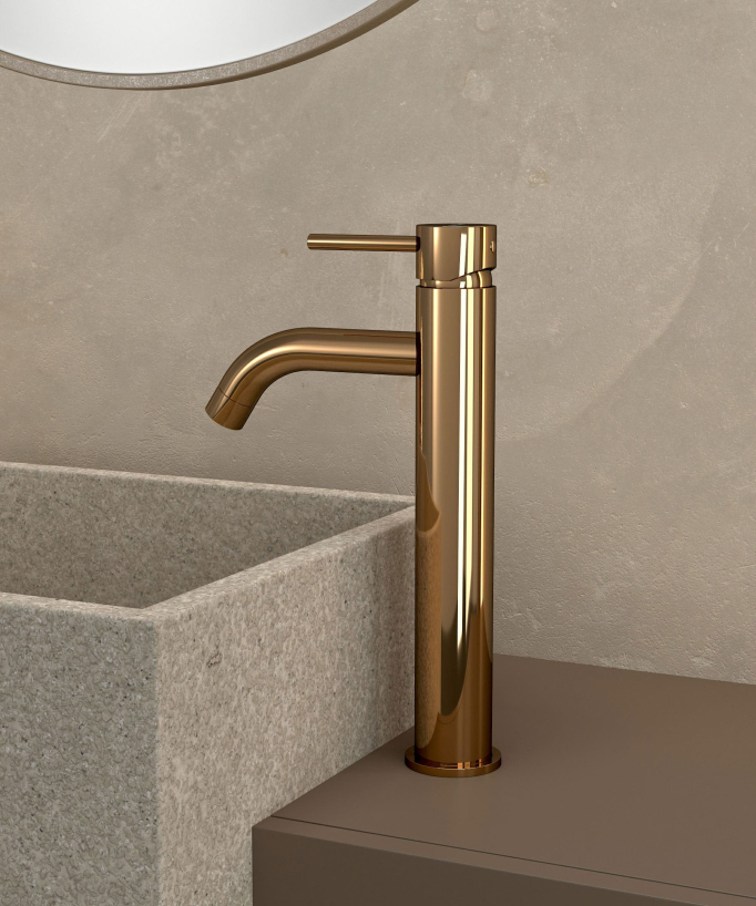Tall Basin Mixer Tap, Rose Gold - Corbeau