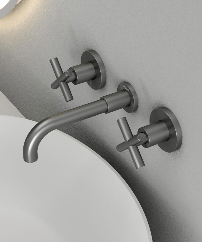 Wall-Mounted Basin Mixer, Gunmetal - Corbeau