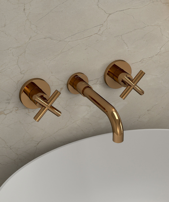 Wall-Mounted Basin Mixer, Rose Gold - Corbeau