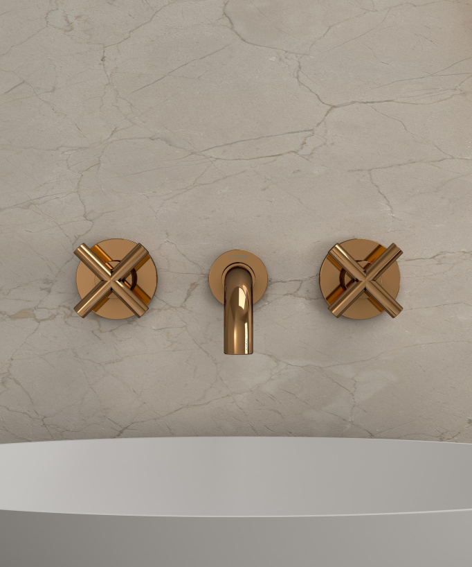 Wall-Mounted Basin Mixer, Rose Gold - Corbeau