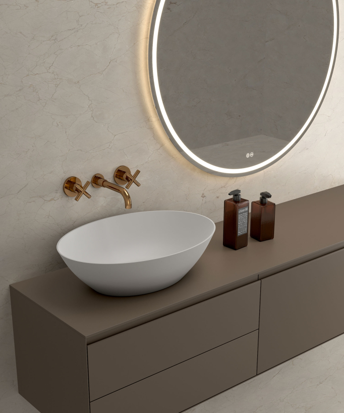 Wall-Mounted Basin Mixer, Rose Gold - Corbeau
