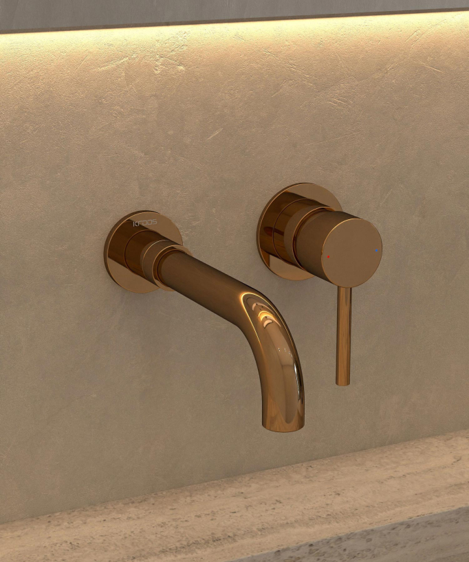 Wall-Mounted Basin Mixer, Rose Gold - Corbeau