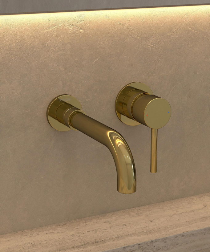 Wall-Mounted Basin Mixer, Gold - Corbeau