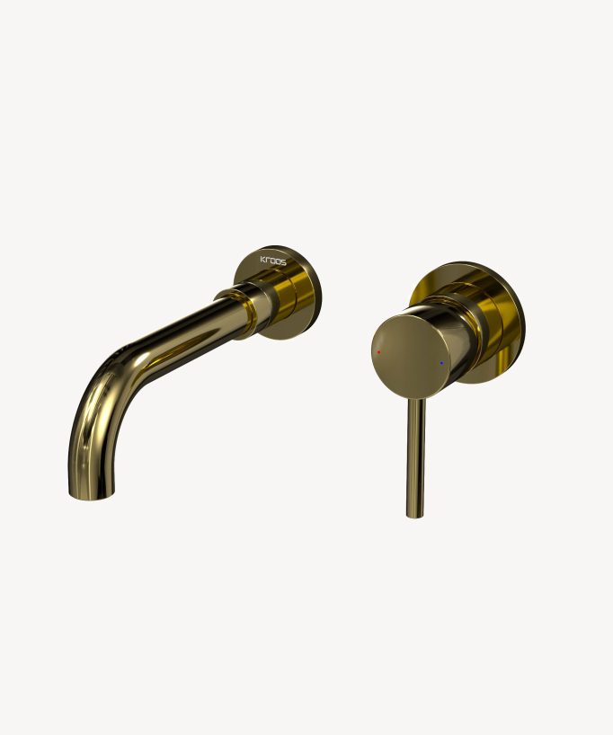 Wall-Mounted Basin Mixer, Gold - Corbeau