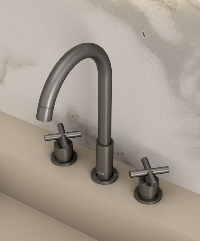 Deck-Mounted Basin Mixer, Gunmetal - Corbeau