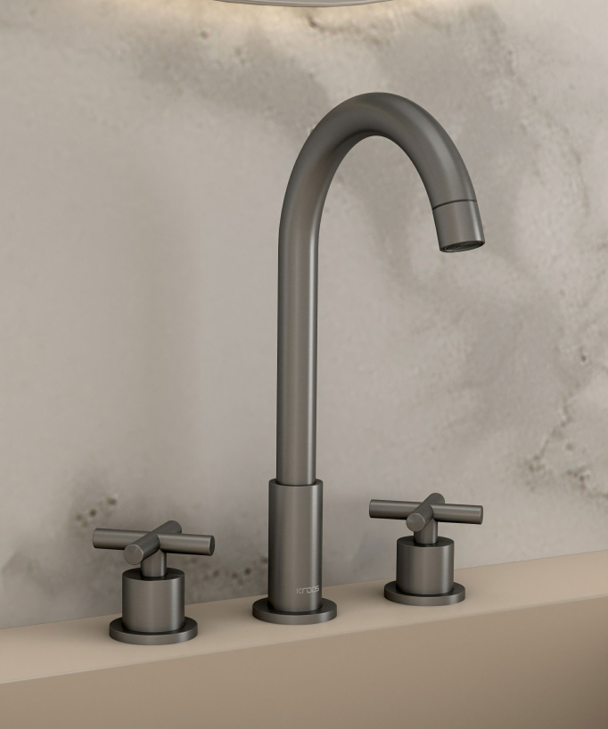 Deck-Mounted Basin Mixer, Gunmetal - Corbeau