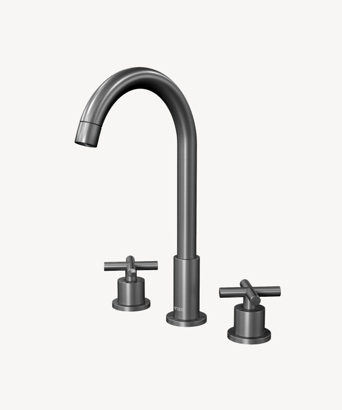 Deck-Mounted Basin Mixer, Gunmetal - Corbeau
