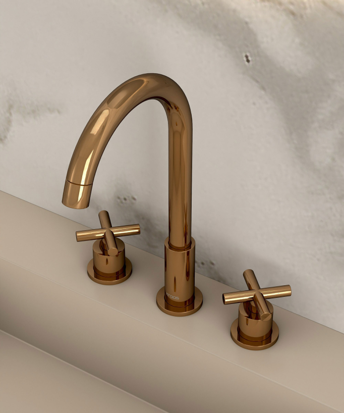 Deck-Mounted Basin Mixer, Rose Gold - Corbeau