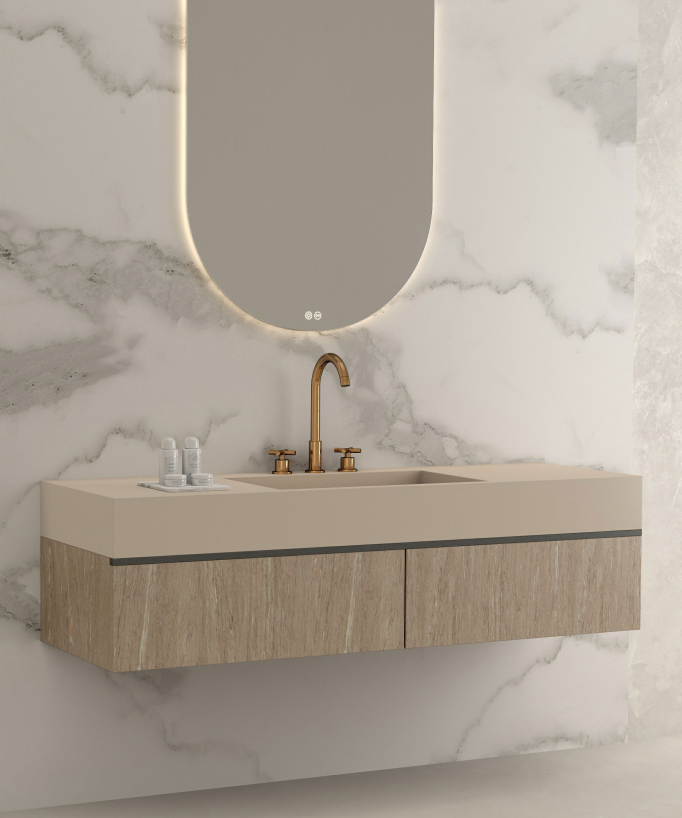 Deck-Mounted Basin Mixer, Rose Gold - Corbeau
