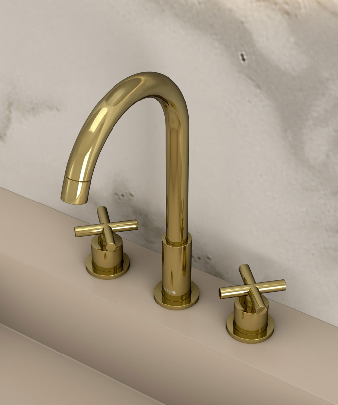 Deck-Mounted Basin Mixer, Gold - Corbeau