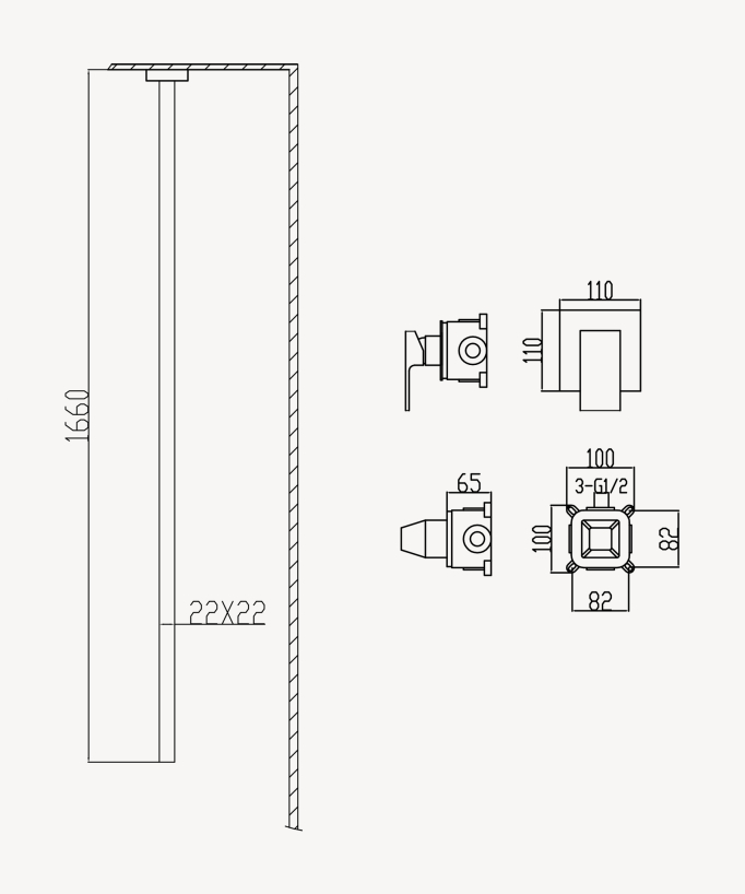 Ceiling-mounted basin mixer tap Gunmetal – Sirius