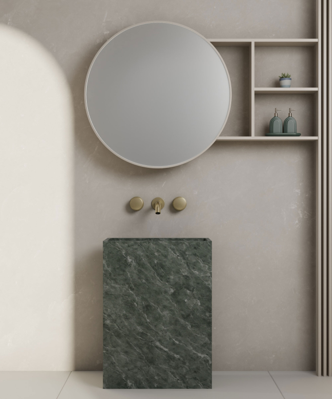 3-Hole Wall-Mounted Basin Mixer, Brushed Gold - Leros