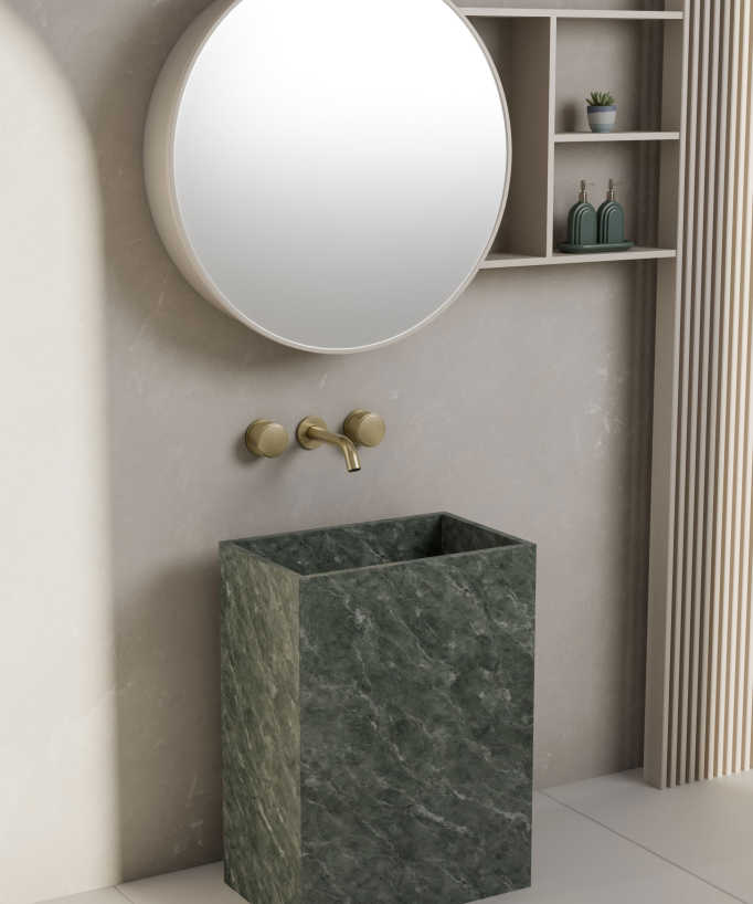 3-Hole Wall-Mounted Basin Mixer, Brushed Gold - Leros