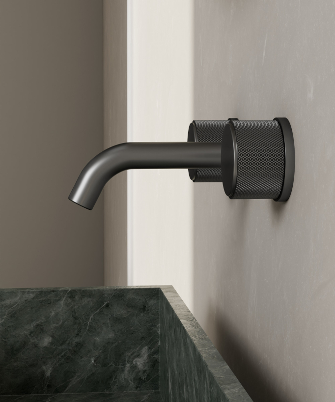 Wall-Mounted 3-Hole Basin Mixer Tap - Gunmetal - Leros