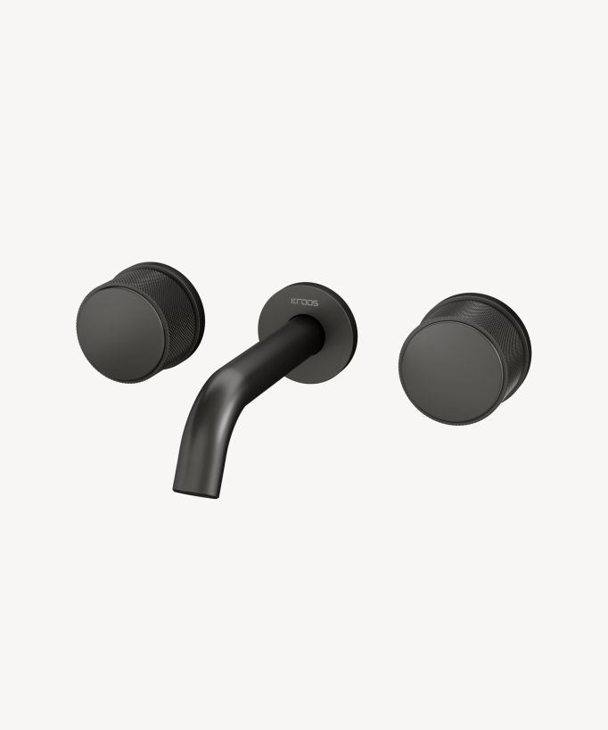 Wall-Mounted 3-Hole Basin Mixer Tap - Gunmetal - Leros