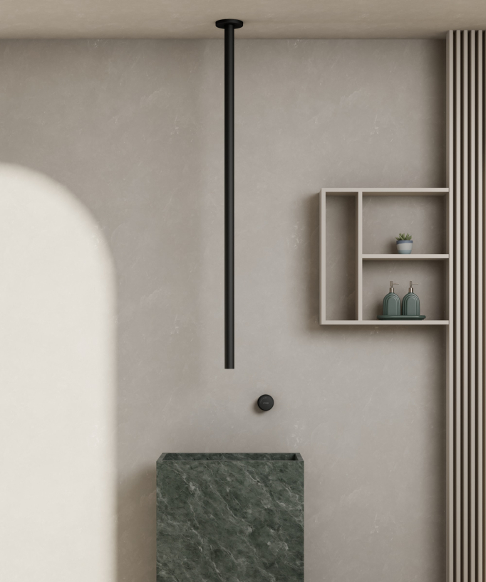 Ceiling-Mounted Basin Mixer Tap (No Flow Adjustment) - Black - Leros