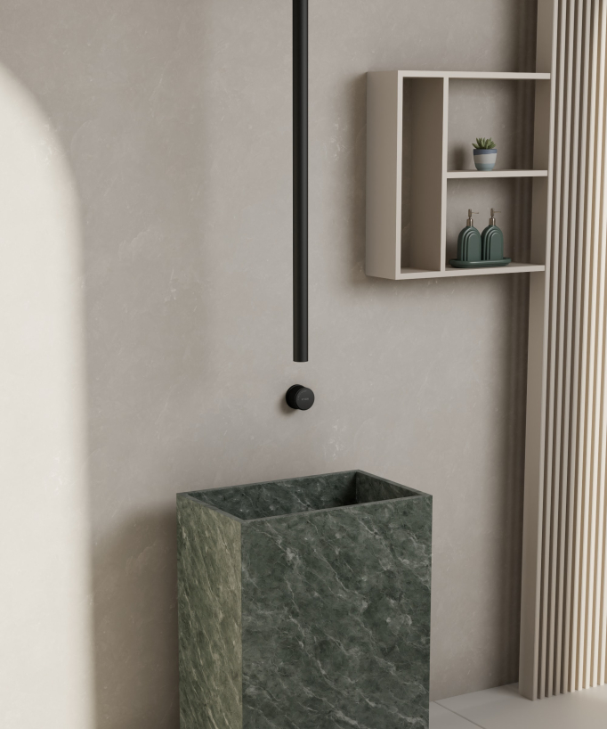 Ceiling-Mounted Basin Mixer Tap (No Flow Adjustment) - Black - Leros
