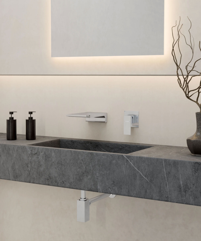 Wall-Mounted Waterfall Basin Mixer, Chrome - Thilia