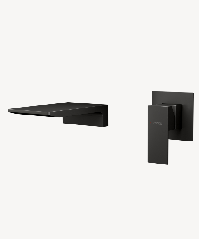 Wall-Mounted Waterfall Basin Mixer, Gunmetal - Thilia