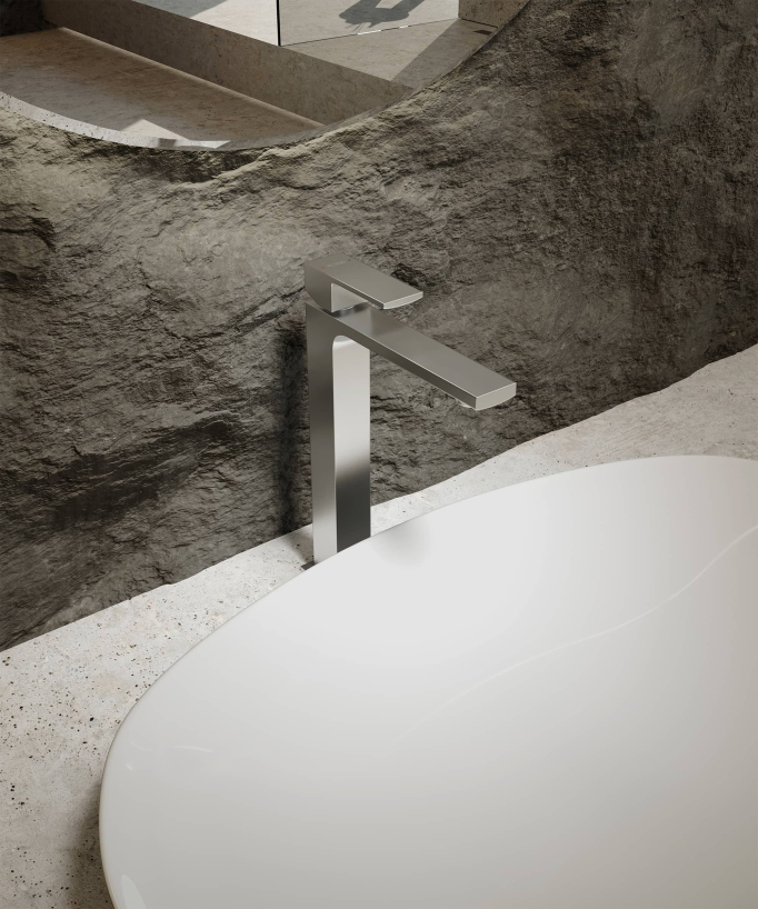 Tall basin mixer tap brushed nickel – Sirius