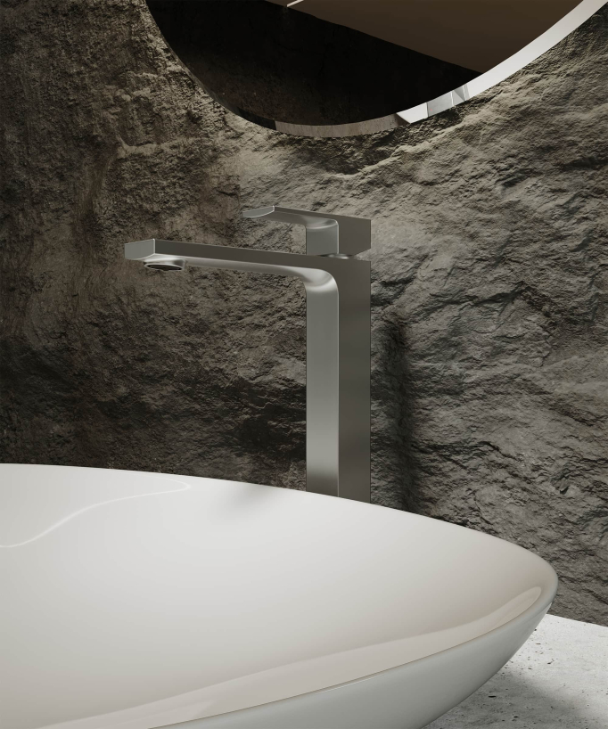 Tall basin mixer tap brushed nickel – Sirius