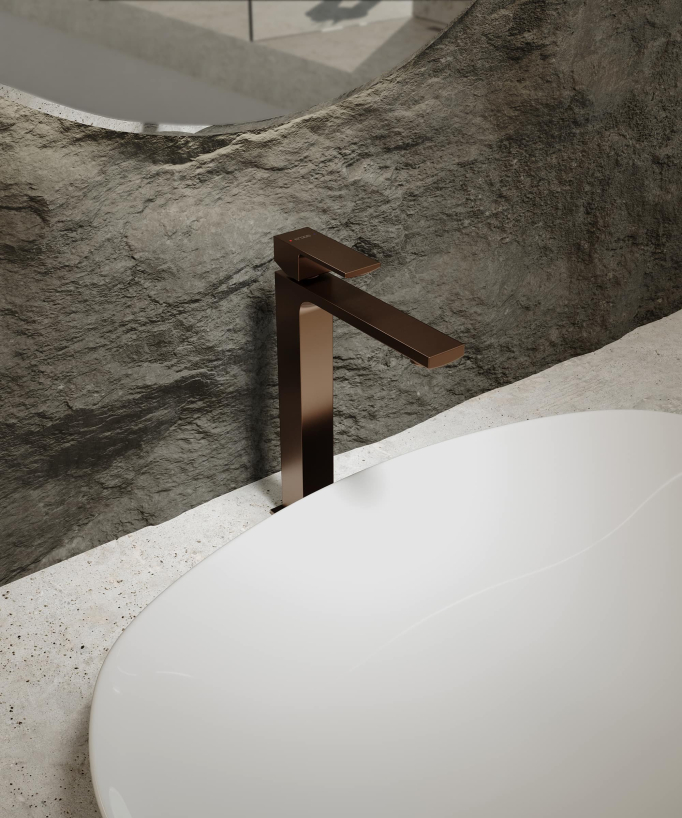 Tall basin mixer tap brushed rose gold – Sirius