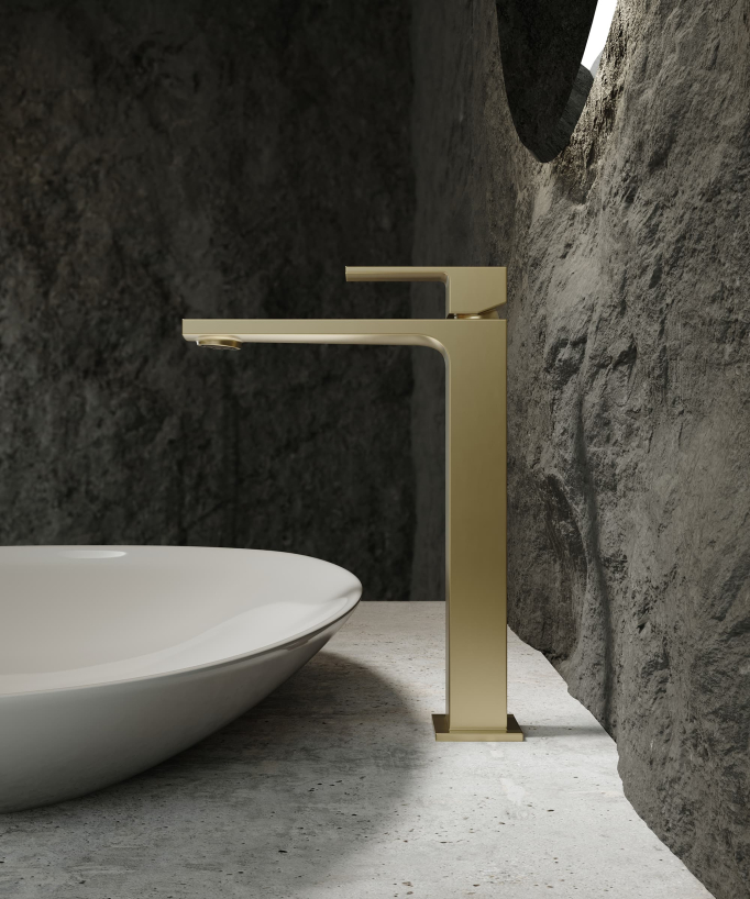 Tall basin mixer tap brushed gold – Sirius
