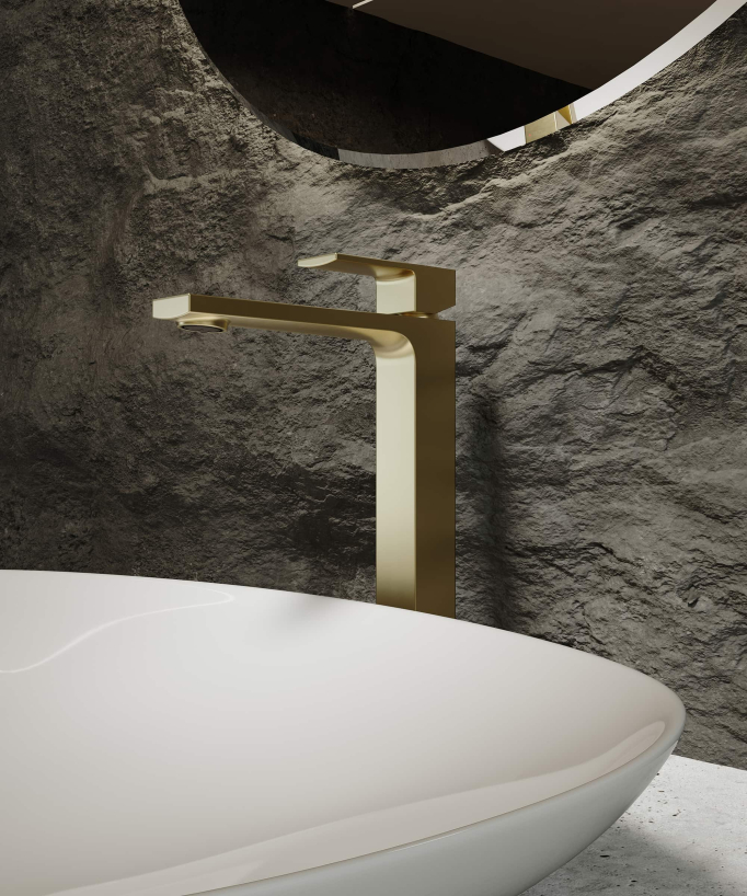 Tall basin mixer tap brushed gold – Sirius
