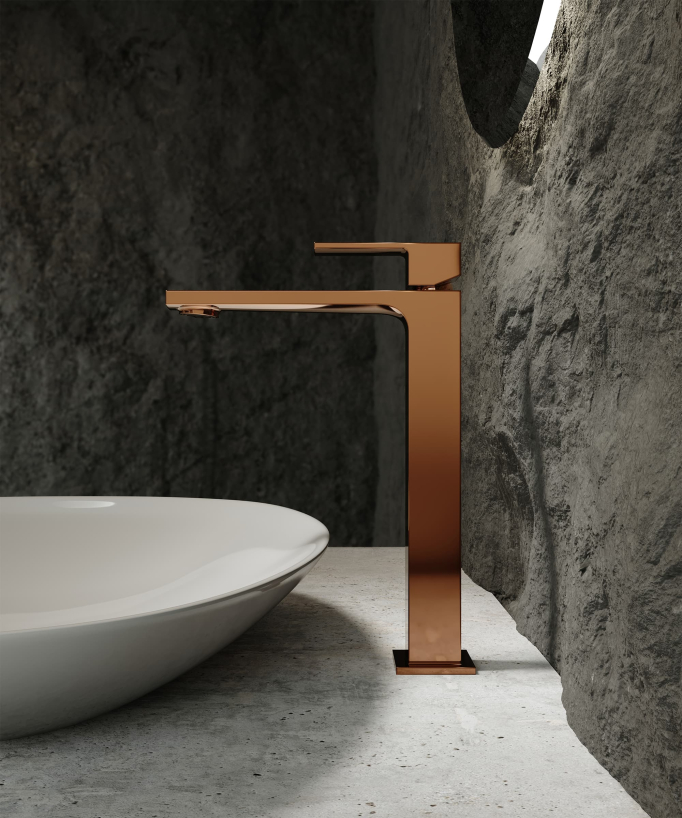 Tall basin mixer tap rose gold – Sirius