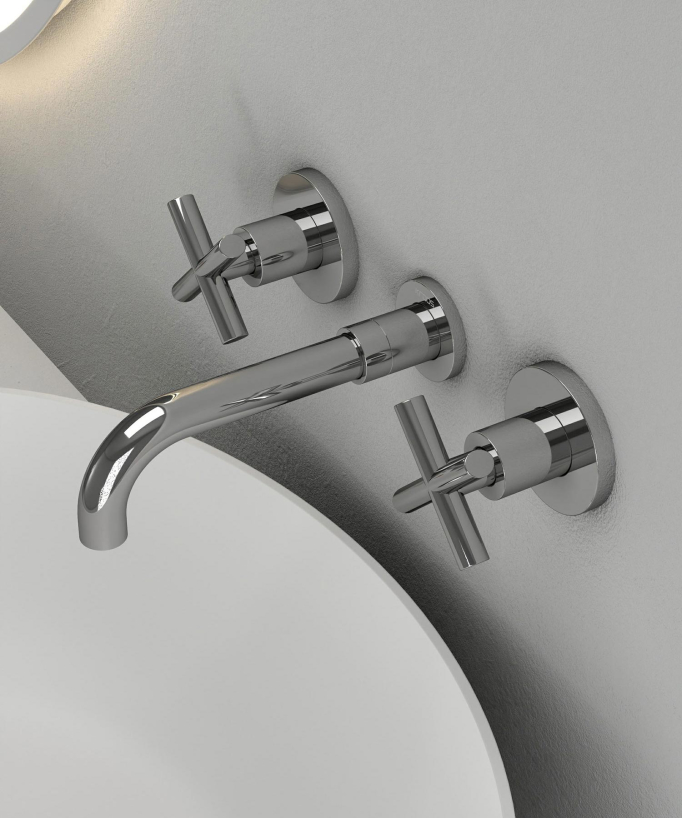 Wall-Mounted Basin Mixer, Chrome - Corbeau