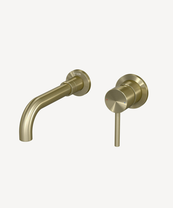 Wall-Mounted Basin Mixer, Brushed Gold - Corbeau