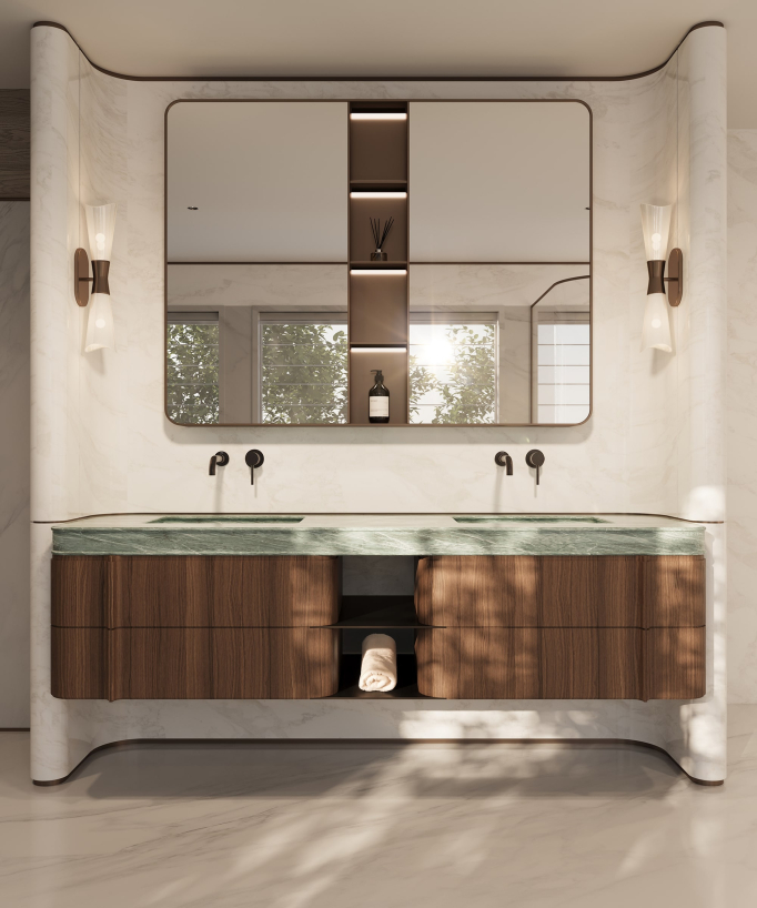 Wall-mounted basin mixer tap brushed moka – Corbeau