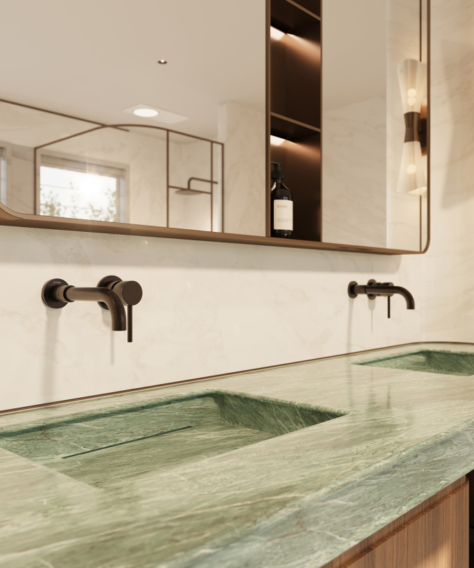 Wall-mounted basin mixer tap brushed moka – Corbeau