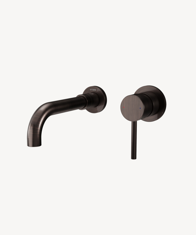 Wall-mounted basin mixer tap brushed moka – Corbeau