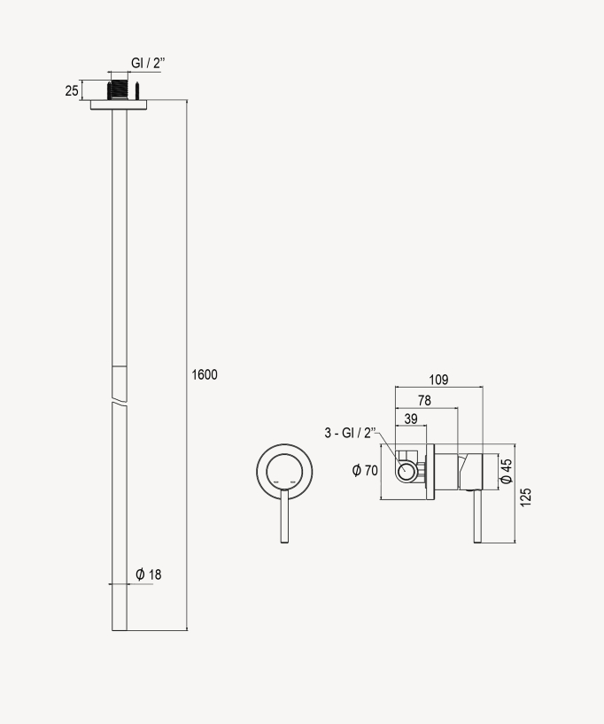 Ceiling-mounted basin mixer tap brushed moka – Corbeau