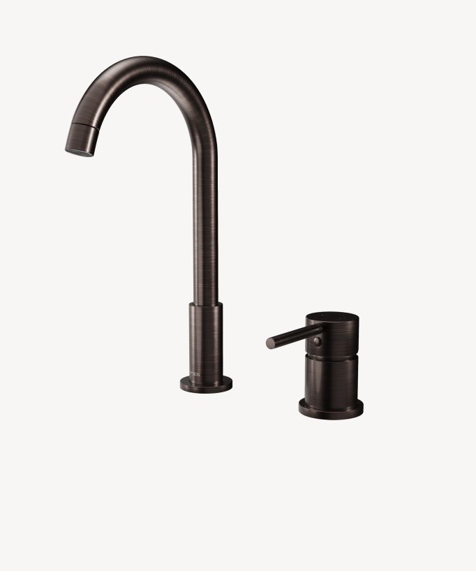 Two-hole basin mixer tap brushed moka – Corbeau