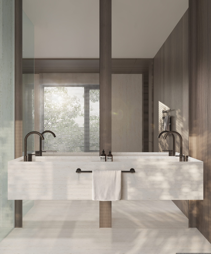 Two-hole basin mixer tap brushed moka – Corbeau