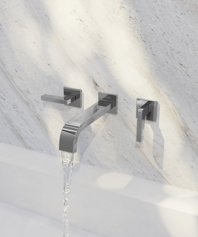 Chrome wall mounted basin mixer tap - Santa Maria