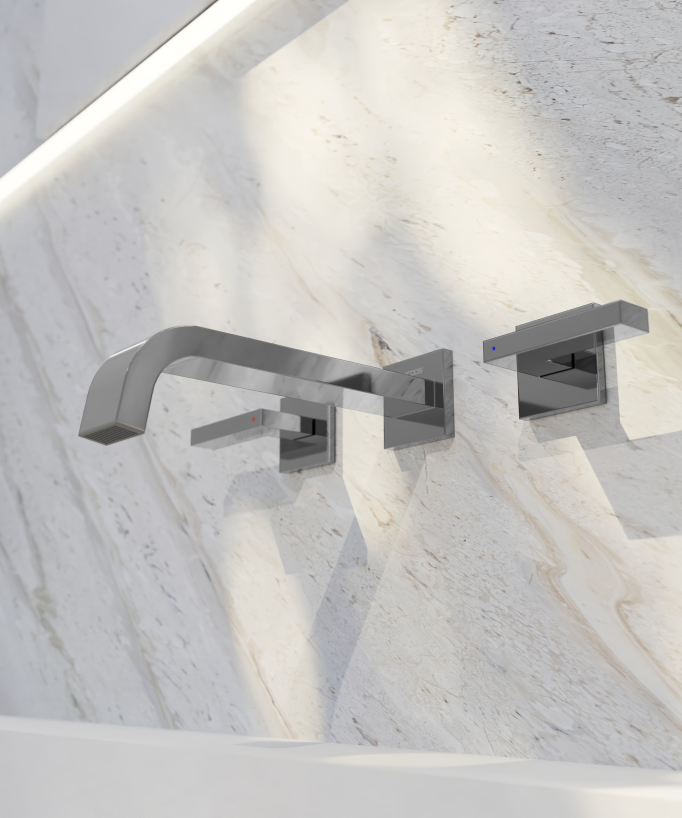 Chrome wall mounted basin mixer tap - Santa Maria