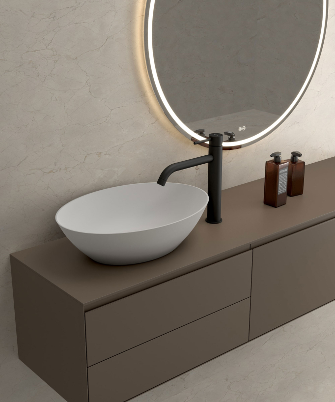 Tall Basin Mixer Tap with Long Spout, Black - Corbeau