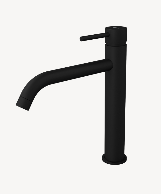 Tall Basin Mixer Tap with Long Spout, Black - Corbeau