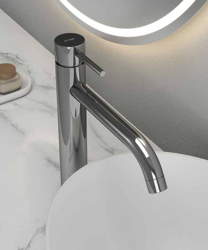 Tall Basin Mixer Tap with Long Spout, Chrome - Corbeau