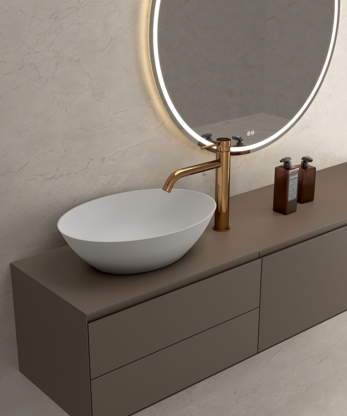 Tall Basin Mixer Tap with Long Spout, Rose Gold - Corbeau