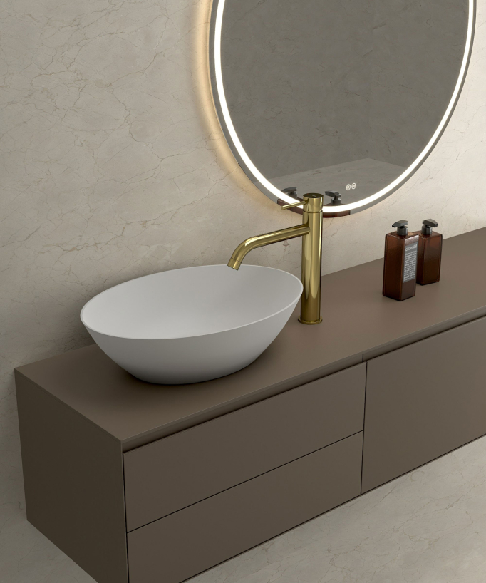 Tall Basin Mixer Tap with Long Spout, Gold - Corbeau