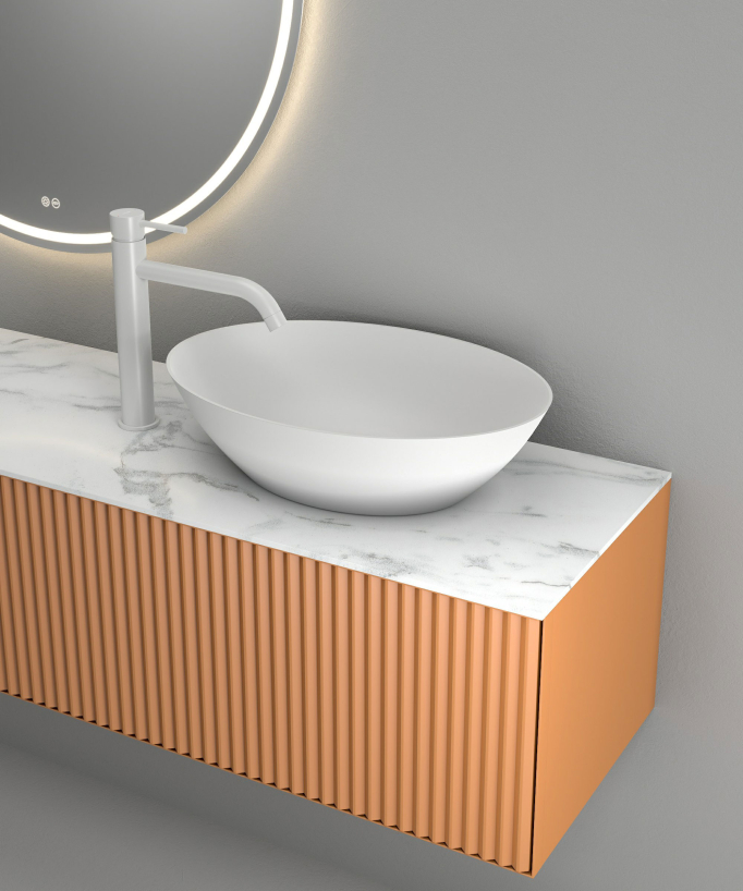 Tall Basin Mixer Tap with Long Spout, White - Corbeau